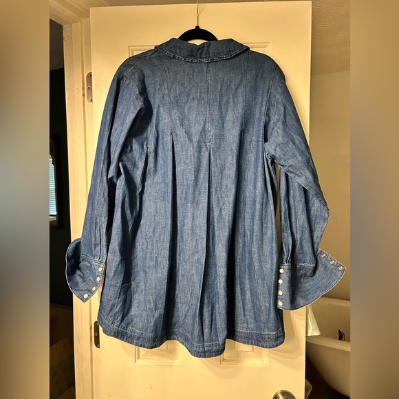 Free People Charlie Button Denim Shirt Tunic - Picture 4 of 5